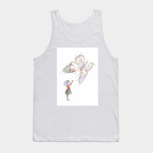 Girl and Butterfly Playful Colorful Artwork Tank Top